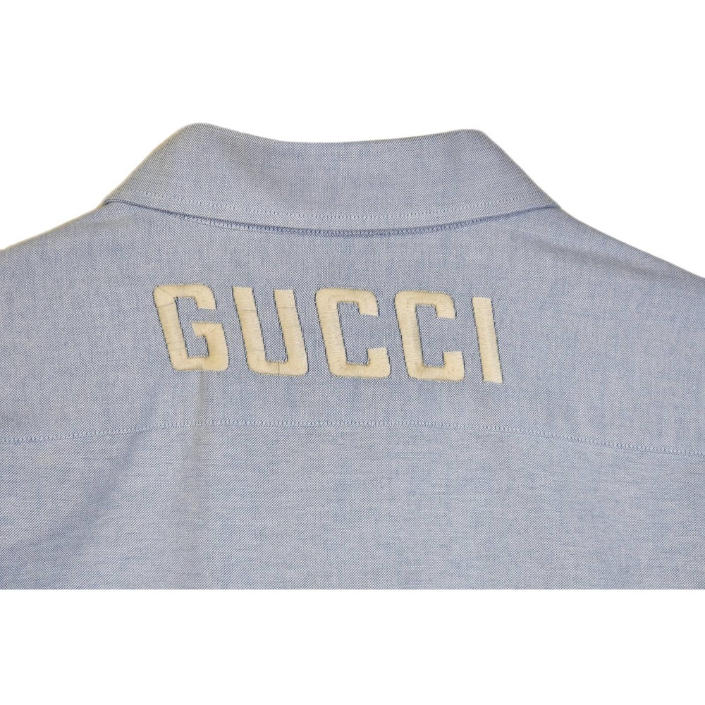 New Authentic GUCCI Dress Shirt Top w Logo Embroidery Sz 50 / Large